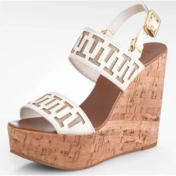 Tory Burch Shoes - Tory Burch “T” Logo Cork Wedges Size 10